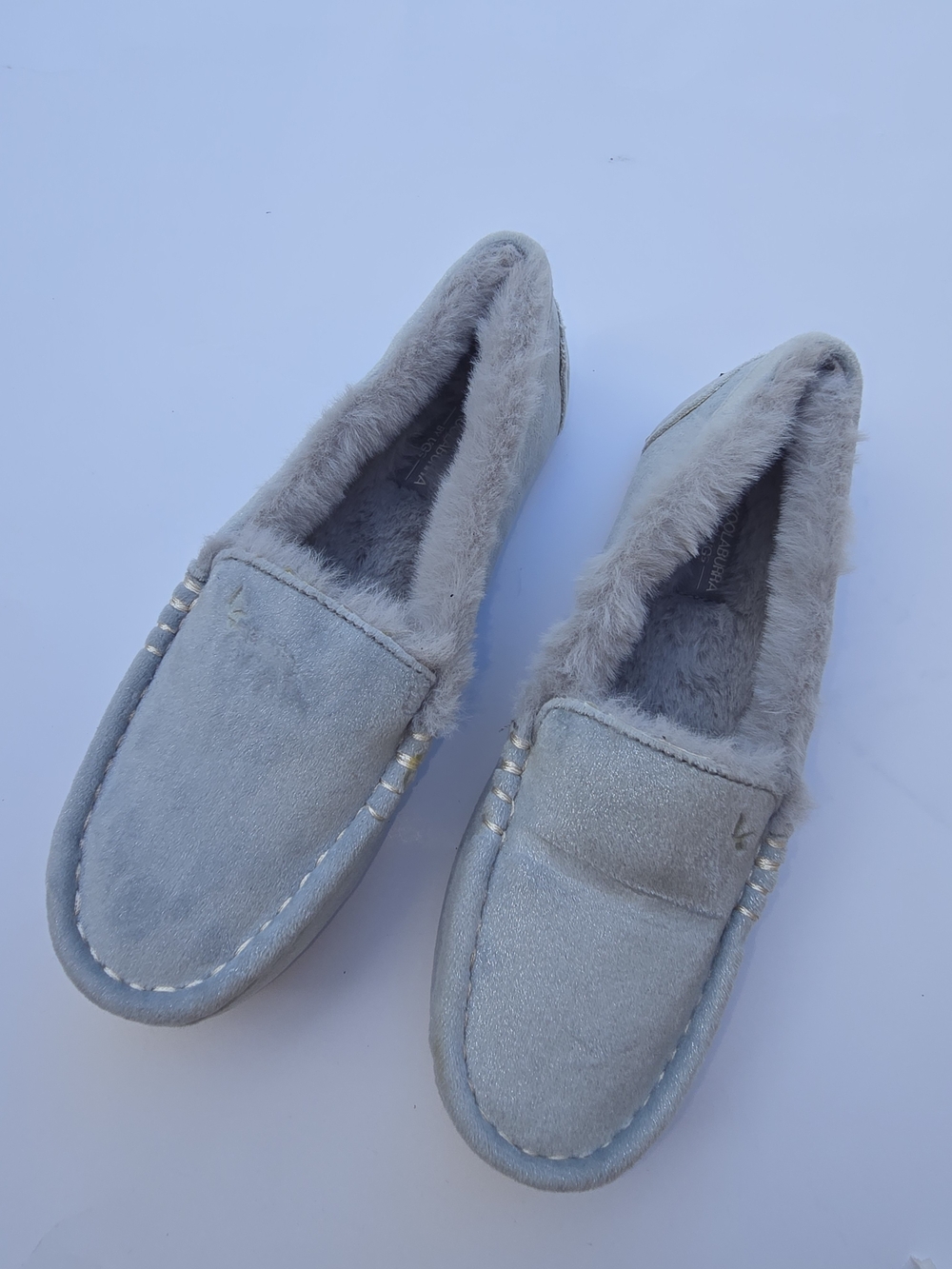 Koolaburra ByUGG Kids Faux-Fur Lined Slip-On Suede Moccasin Loafers - Light Blue